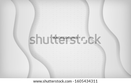 Abstract wave papercut layer white background with silver dots texture. Vector illustration.