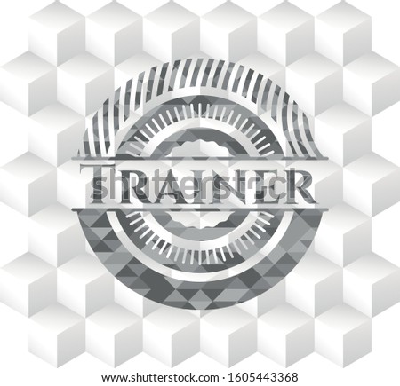 Trainer realistic grey emblem with cube white background