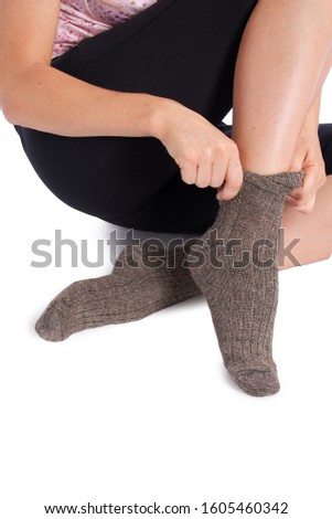 socks on the girl's legs close-up