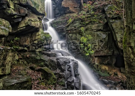 Waterfall slow shutter speed cascading flow