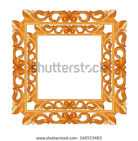 Wooden antique picture frame isolated on white background