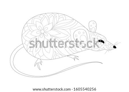 cute decorative rat for your coloring page
