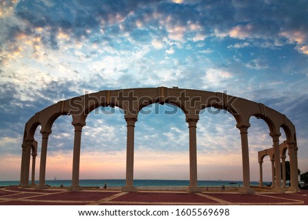 Morning view in Fanateer Beach - Al Jubail City,Saudi Arabia. Royalty-Free Stock Photo #1605569698