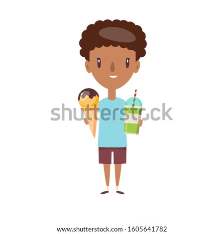 Smiling schoolboy. Cheerful elementary school student, kindergarten pupil cartoon character. Flat vector illustration.