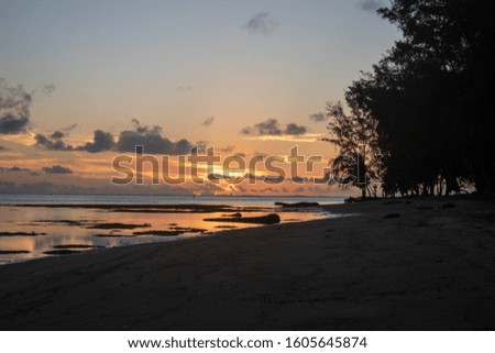 sunset on the beach of mauritius
