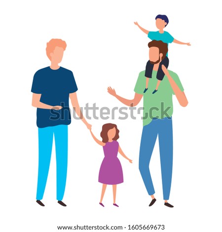 men with sons avatar character vector illustration design
