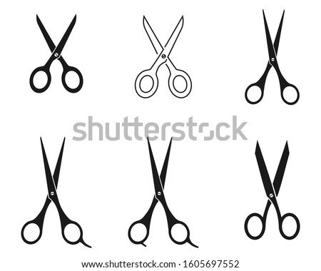 set of black scissors icon vector Illustration