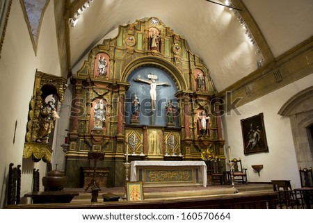 The alter at the mission in Carmel, CA. Royalty-Free Stock Photo #160570664