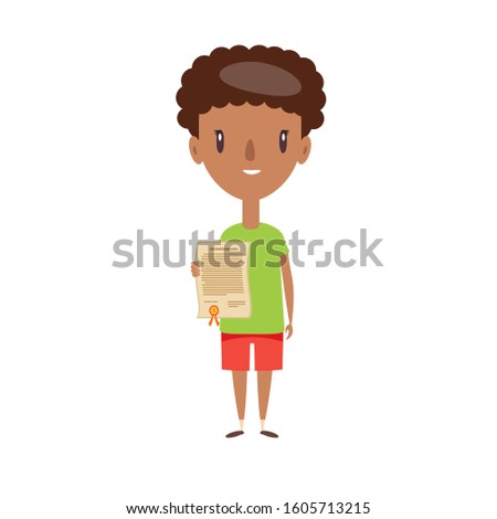 Smiling schoolboy. Cheerful elementary school student, kindergarten pupil cartoon character. Flat vector illustration.
