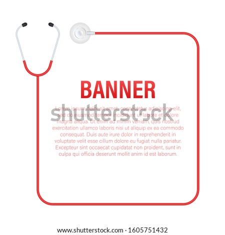 Stethoscopes banner, medical equipment for doctor. Vector stock illustration