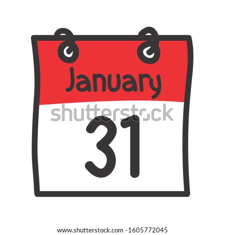 31 January. Vector flat daily calendar icon. Date and time, day, month. Holiday