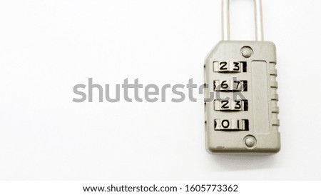 A Code Key Lock on Isolated white Background