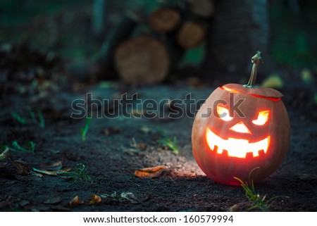 halloween jack-o-lantern standing on ground