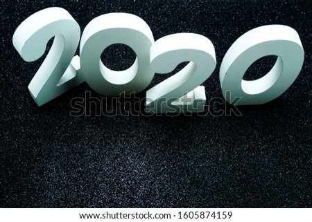 Happy New year 2020 with space copy on black glitter background