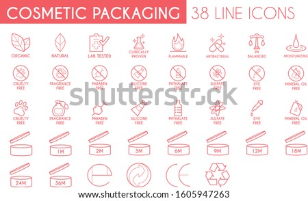 Cosmetic Packaging Line Icon Pack - 38 Icons