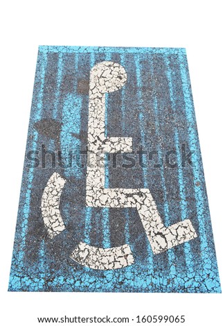                     isolated old handicapped parking sign        