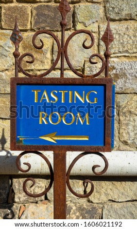 Tasting Room Sign at Winery Open to the Public