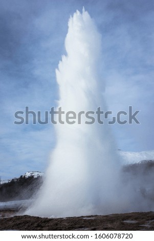 Photo of an erupting geyser in Iceland