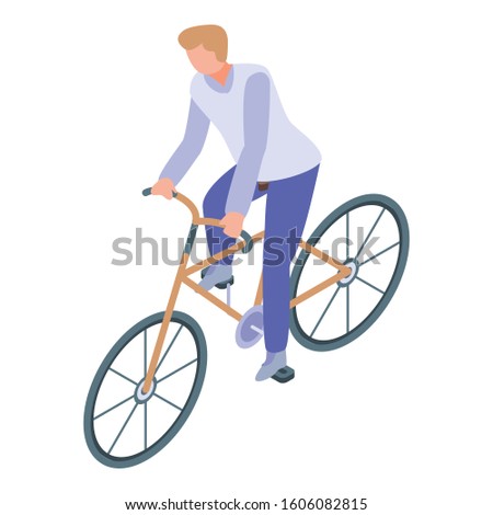 Father ride bicycle icon. Isometric of father ride bicycle vector icon for web design isolated on white background