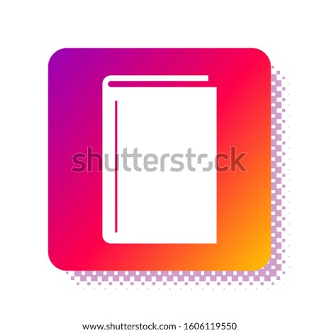 White Book icon isolated on white background. Square color button. 