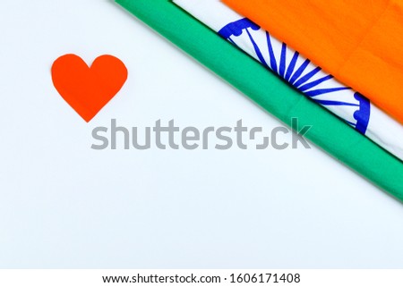 Happy republic day India , tricolor flag over white background