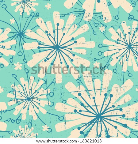 Seamless abstract pattern with white flowers.