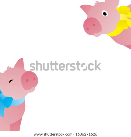 Illustration of Pig Wears Tie Cartoon, Cute Funny Character, Flat Design