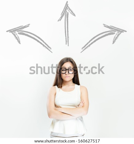 businesswoman thinking and plan business strategy