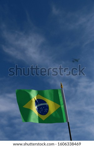 Beautiful National Flag of Brazil on Tropical Beach