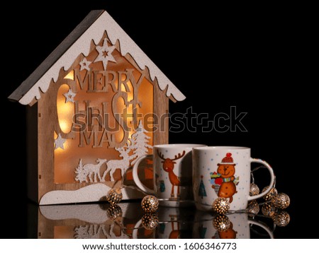 Christmas decoration concept - isolated on black