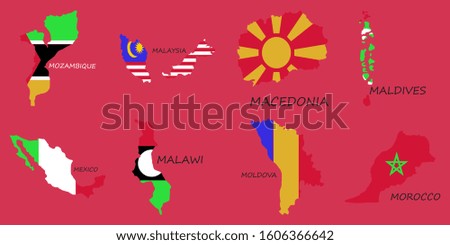 World map-countries in color on white background