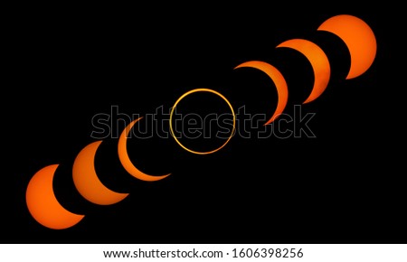 Solar eclipse sequence from India Royalty-Free Stock Photo #1606398256