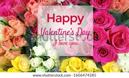 Happy Valentines Day Greeting Card with Colorful Roses  