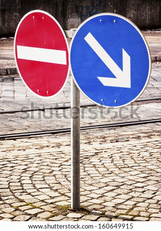 modern road signs at a street