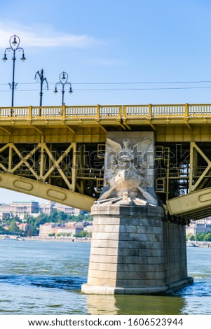 Detail of Margaret bridge from Danube ferry boat-Budapest-Hungary