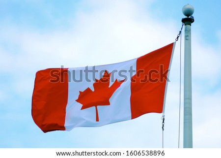 canada flag gluttering in the wind canadian country north america