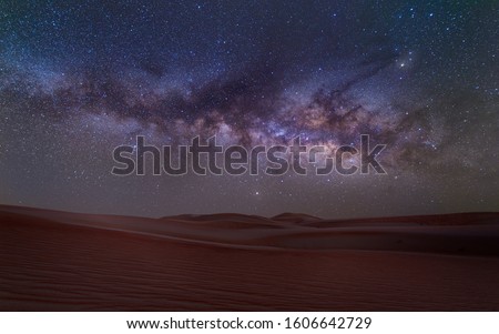 Horizontal Milky Way Galaxy over Abu Dhabi Desert Dunes - United Arab Emirates