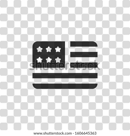 simple USA flag icon. Rectangle shape. Black symbol on transparency grid