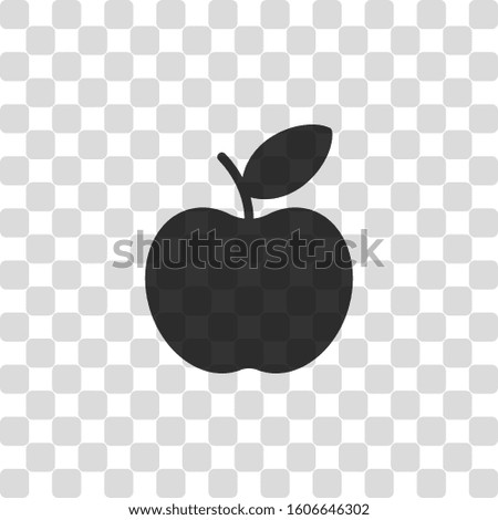 Simple apple icon. Black symbol on transparency grid