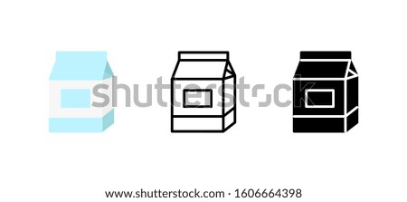Milk Packet drinks icon. Food flat, silhouette, line vector illustration on white background