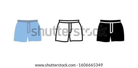 Beach shorts underwear clothes icon. Apparel flat, silhouette, line vector illustration on white background