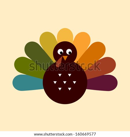 Colorful Thanksgiving Turkey. Vector cartoon Illustration 