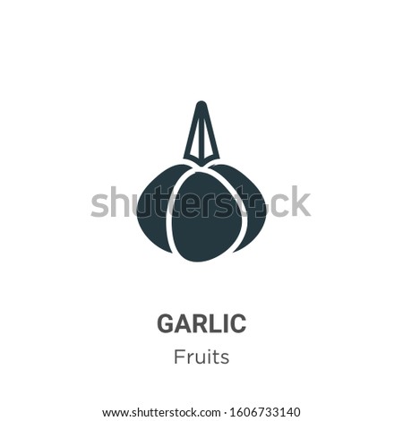 Garlic glyph icon vector on white background. Flat vector garlic icon symbol sign from modern fruits collection for mobile concept and web apps design.