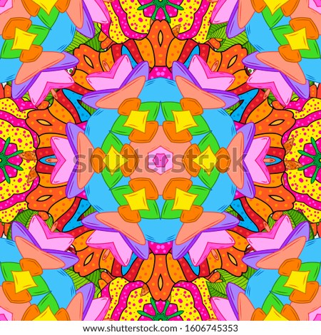 Seamless vector background with flowers. Flat Flower Elements Design. Colour Spring Theme seamless pattern Background. Children style.