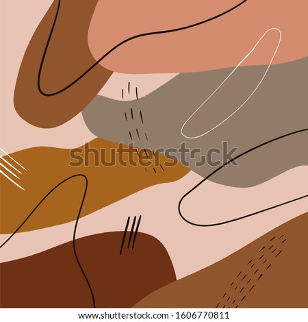 Artistic Modern Terracotta Palette Background Brush Texture Handdrawn Graphic Terrazzo Elements Tile And Abstract Lines And Shapes Stylish Poster Vector Clipart EPS
