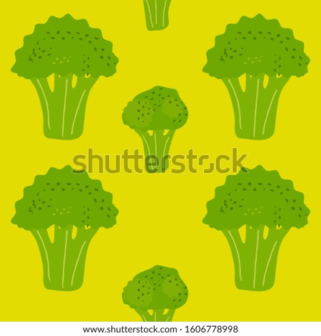 Broccoli seamless pattern. Vector illustration of fresh vegetable in a flat style.