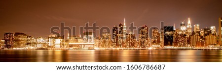 New York City Skyline at Night Panaroma