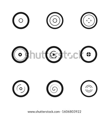 Set of black and white wheel discs shape. Linear icon flat style, vector illustration