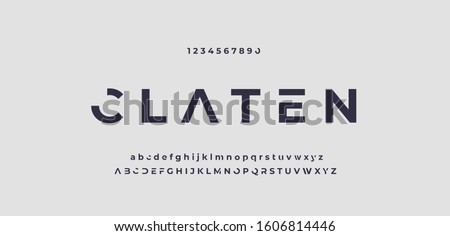 Abstract minimal modern alphabet fonts. Typography technology electronic digital music future creative font. vector illustration eps 10 Royalty-Free Stock Photo #1606814446