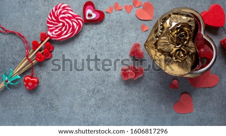 sweet hearts on the grey background